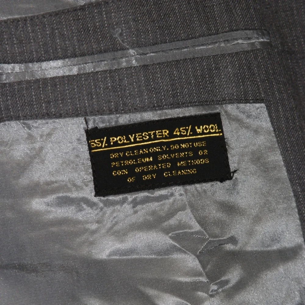 Vintage Andre Laurent Suit Vest 2 Piece Mens 50 Gray Pinstripe Wool Blend Formal